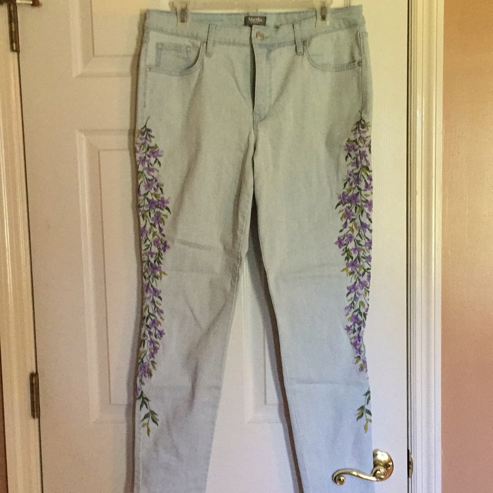 Martha Stewart embroidered jeans size 12